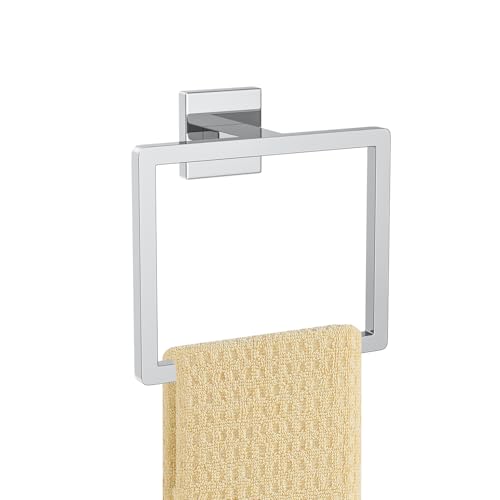 Polished Chrome Towel Ring Square Hand Towel Holder Towel Hanger Bathroom Hardware Accessories Stainless Steel Wall