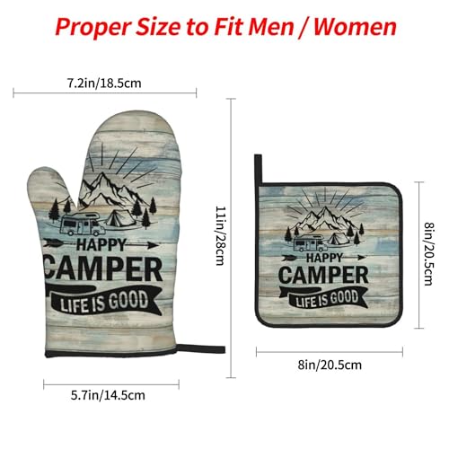 Happy Camper Oven Mitts and Pot Holders Sets of 4