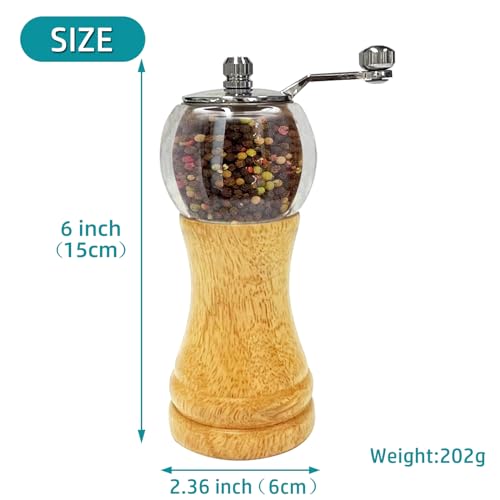Manual Salt & Pepper Grinder Set 6in Pepper Mills Enjoy Freshest Seasoning