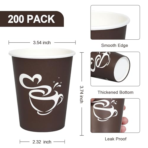 10 oz 200 count Disposable Coffee Cups Hot Paper Cups Brown (200 Count)