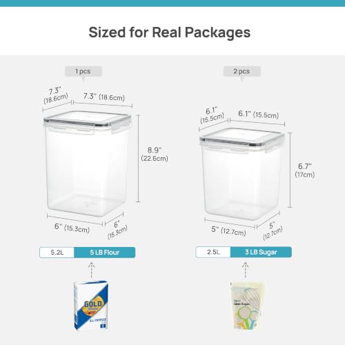 3 PCS Flour and Sugar Storage Container Sets for Beginner Bakers (3 Count)