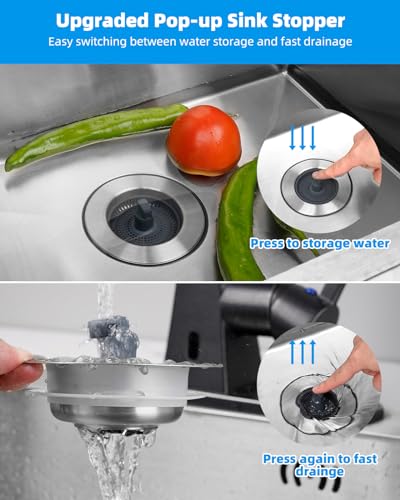 2 Pack 3 in 1 Kitchen Sink Drain Strainer and Stopper Combo