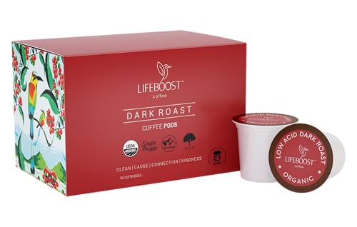 Dark Roast Organic Low Acid Coffee K Cups (10 Count)