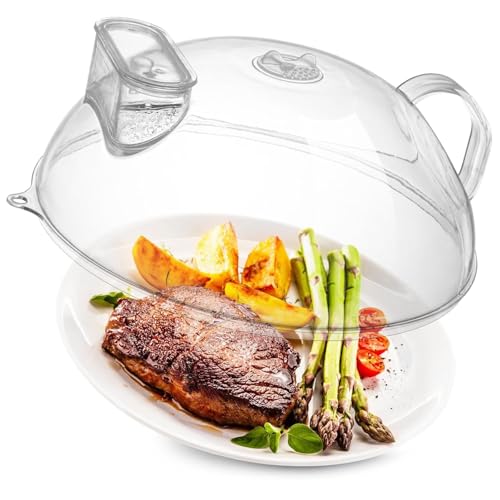 10" Clear Microwave Splatter Cover Water Steamer Integrated Handle