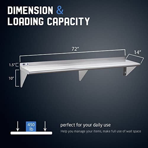 NSF Stainless Steel Shelf 14” x 72”