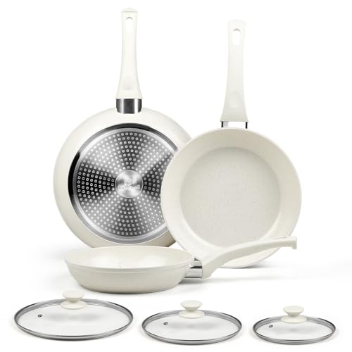 Nonstick Ceramic Frying Pans Skillets Set with Lid 8"+9.5"+11"