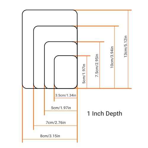 Rounded Rectangle Cookie Cutter Stainless Steel Plaque Cookie Cutters Geometric Frame Cookie Cutters Shapes Molds for Baking 1 Inch Depth (4 Count)