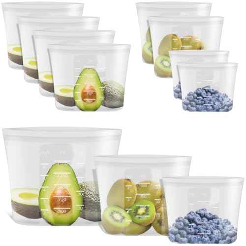 100% Platinum Silicone Reusable Food Storage Bags (8 Count)