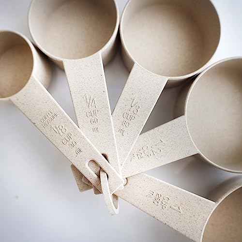6pc Wheat Straw Kitchen Utensil Set Peeler Cutter Grater Spoons and Cups