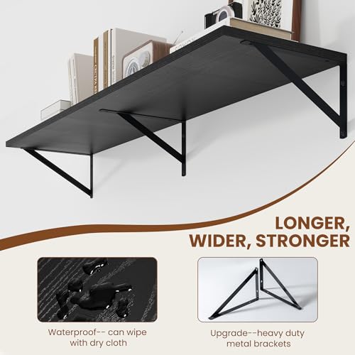 44W x 12D Deep Floating Shelves Set of 2 Black (2 Count)