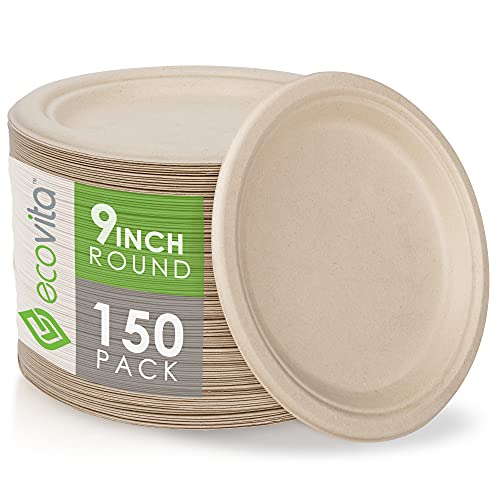 100% Compostable Paper Plates [9 in.] (150 Count)
