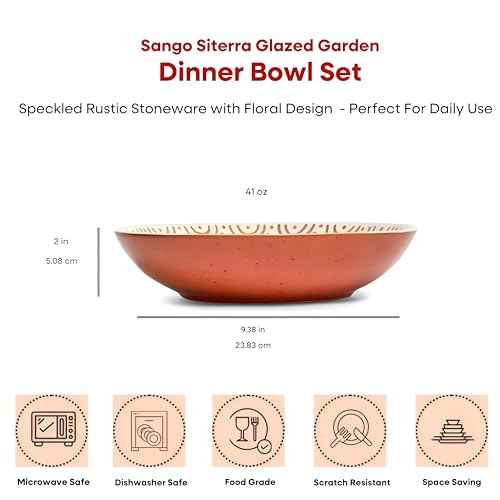 4 Piece Speckled Stoneware Pasta Bowl Set (4 Count)