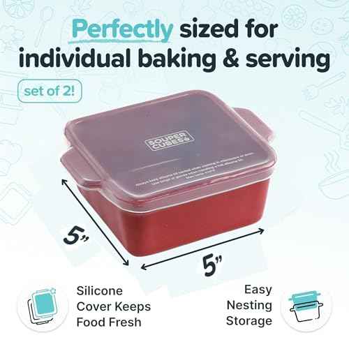 5x5" Ceramic Baking Dishes with Lids (2 Count)