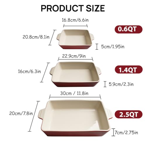 Sweejar Ceramic Bakeware Set (3 Count)