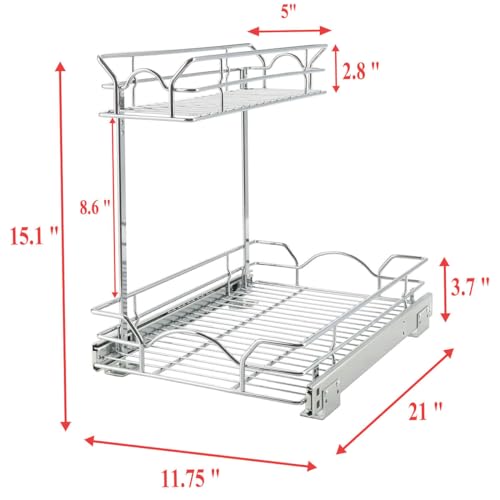 Under Sink Cabinet Organizer Two Tier Pull Out Shelf