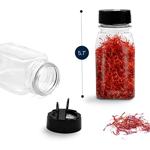 Plastic Spice Jars Bottle Containers with Black Cap (12 Count)