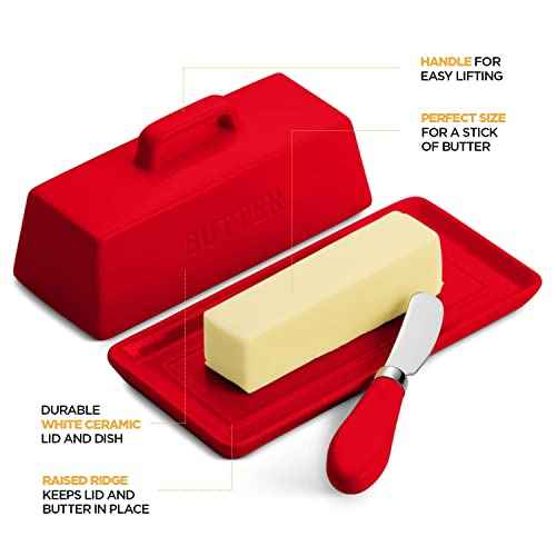 Ceramic Butter Dish Set with Lid and Knife