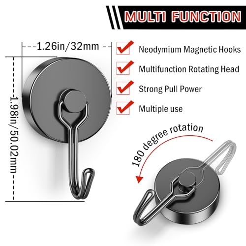 20 Pack Black Magnet Hooks (20 Count)