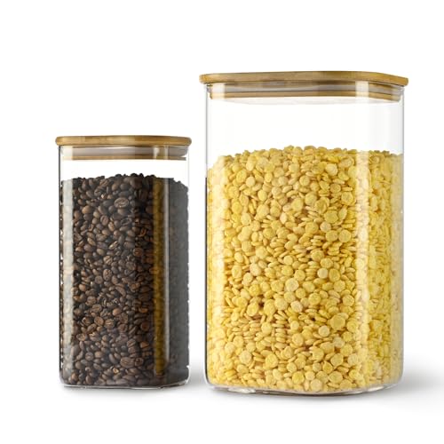 50oz 149oz Square Glass Storage Containers with Lids 2 (2 Count)
