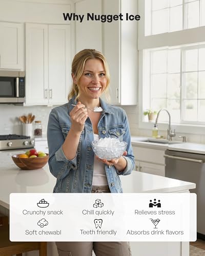 EUHOMY Nugget Ice Maker Countertop with Handle