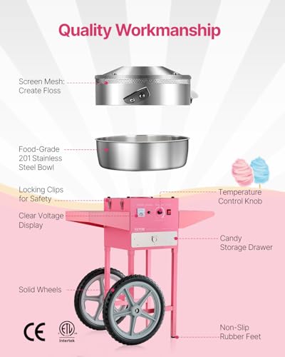 Electric Cotton Candy Machine with Cart