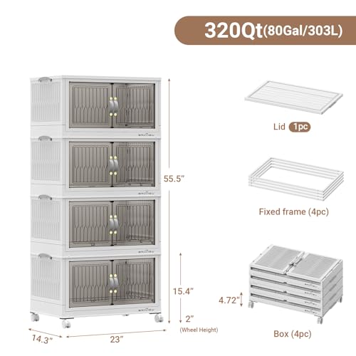 320Qt Stackable Storage Bins with Lid (4 Count)