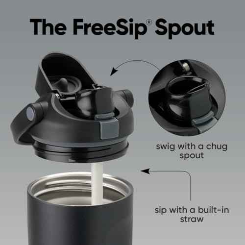 FreeSip Sway Insulated Stainless Steel Water Bottle with Two