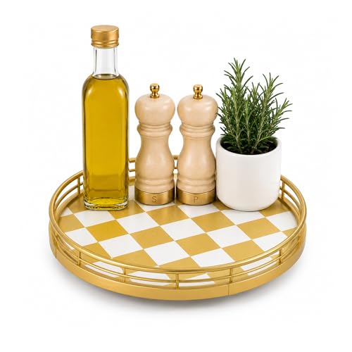 9 Inch Gold Lazy Susan Spice Organizer with Guard Rail