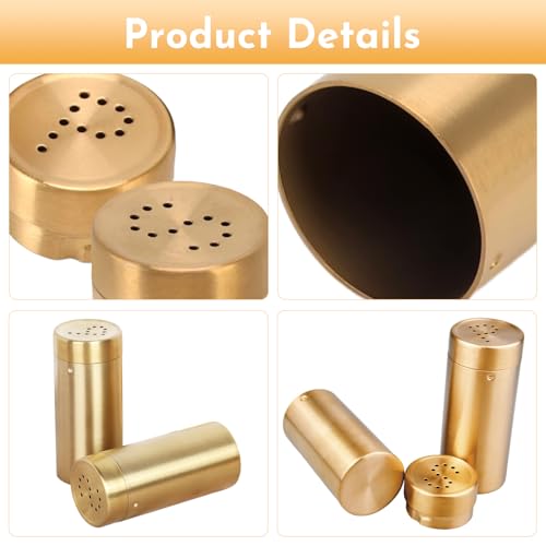 Gold Stainless Steel Spice Jars 2Pcs