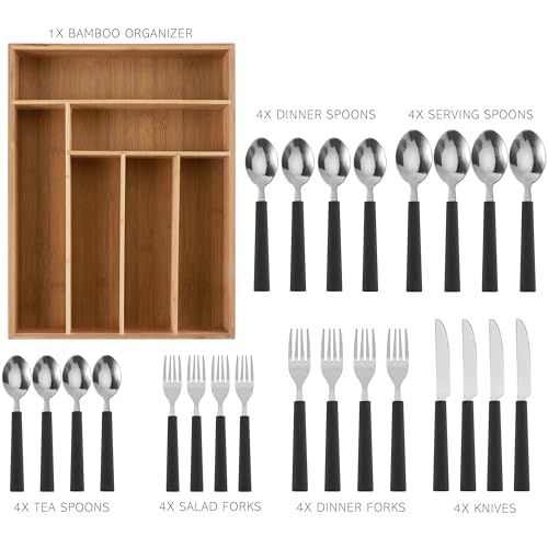 Bamboo Kitchen Utensil Set with Drawer Organizer
