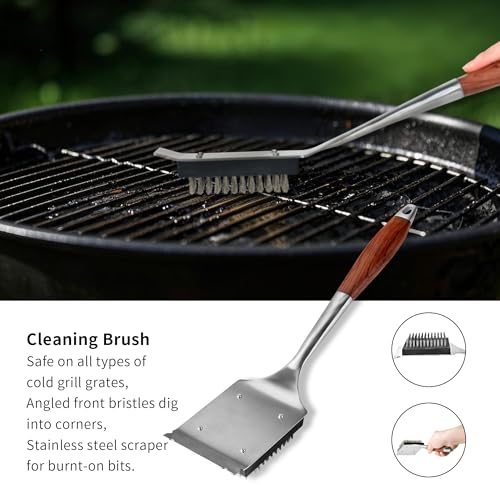 Heavy Duty Grilling Accessories Rose Wooden BBQ Grilling Tools Set (4 Count)