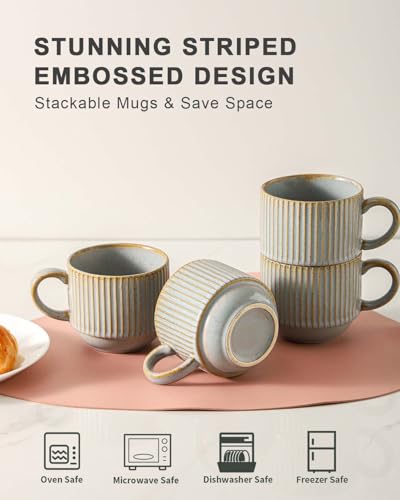 Coffee Mug Ceramic Set of 4 with Stand (4 Count)