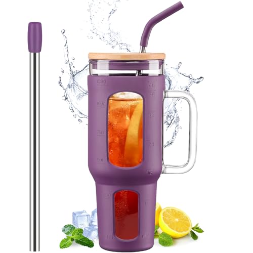 Glass Tumbler with Lid and Straw