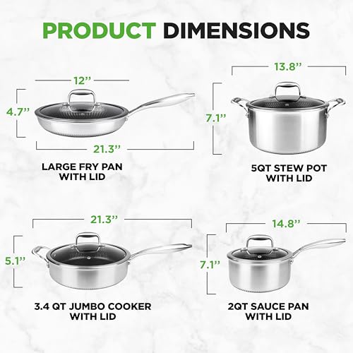 8 Piece Triply Cookware Set Stainless Steel