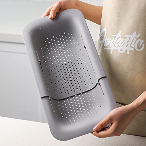 Collapsible Sink Colanders and Strainers Basket Over the Colander Extendable Plastic Fruit Vegetable Strainer Drainer for Kitchen (2 Count)