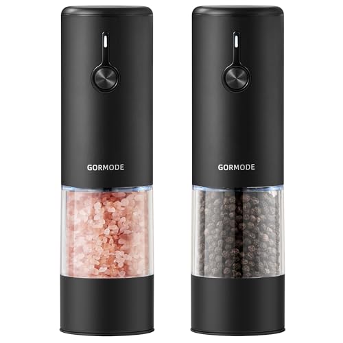 Black Stainless Steel Electric Salt and Pepper Grinder Set with Dust Cover