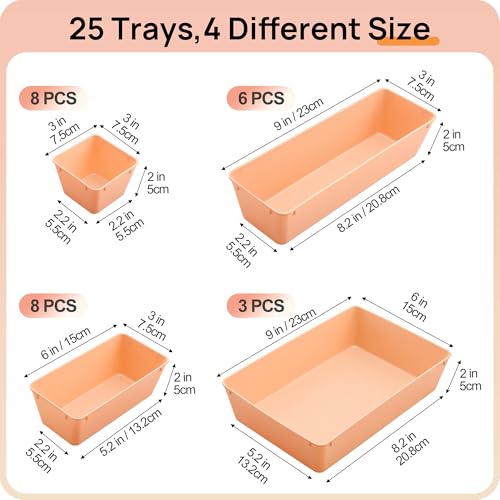 25 Pack Plastic Drawer Organizers with Non (25 Count)