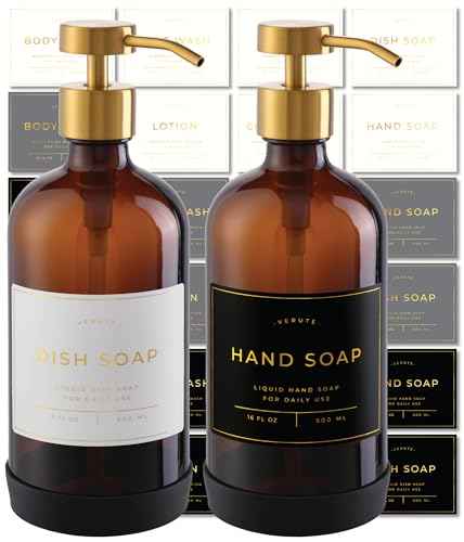 Hand and Dish Soap Dispenser for Kitchen and Bathroom (2 Count)