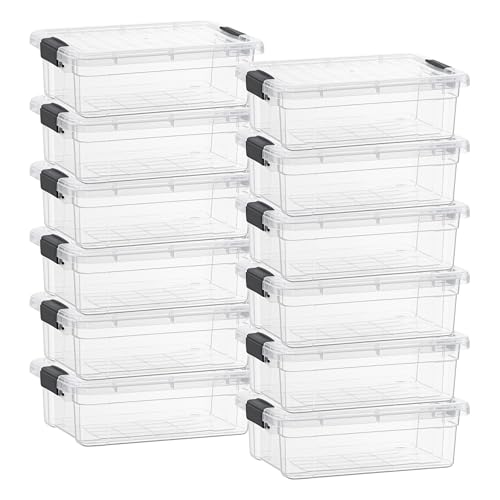 Clear Plastic Storage Bins with Lid (12 Count)