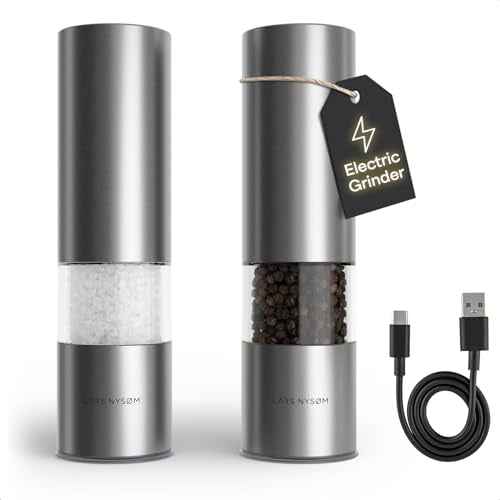 Electric Salt and Pepper Grinder Set I Automatic Salt and Pepper Mills with Adjustable Ceramic Grinder I USB Rechargeable Electric Spice Mill Set with LED Light