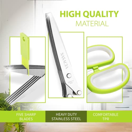 Herb Scissors with 5 Blades & Cleaning Kit