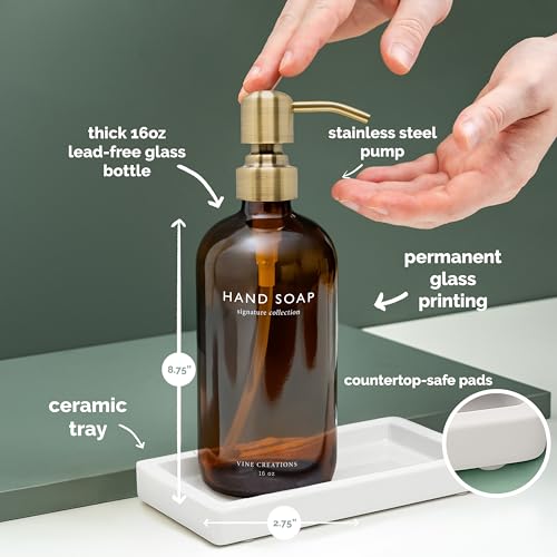 Amber Glass Soap Dispenser Set (2 Count)