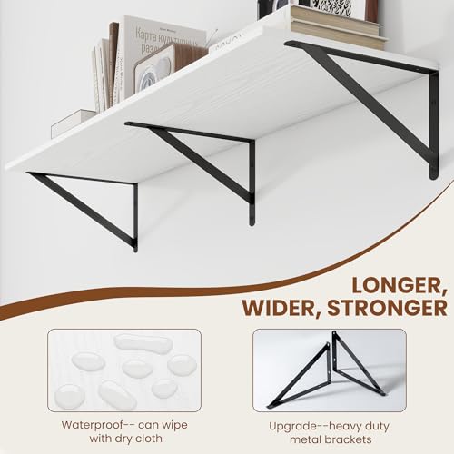 40W x 12D Deep Floating Shelves Set of 2 White (2 Count)