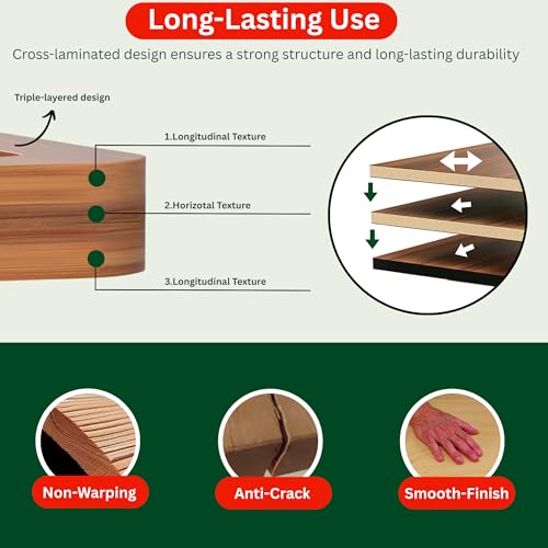 3 Piece Bamboo Cutting Board for Kitchen Butcher Block for Chopping Meat