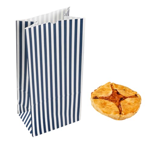 Blue And White Stripe Paper Bag (100 Count)