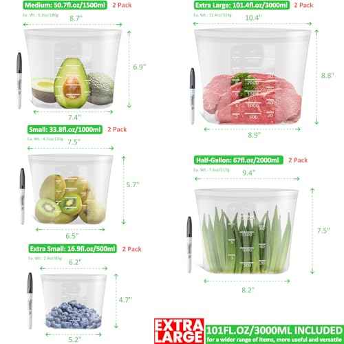 Premium Silicone Reusable Food Bags (10 Count)