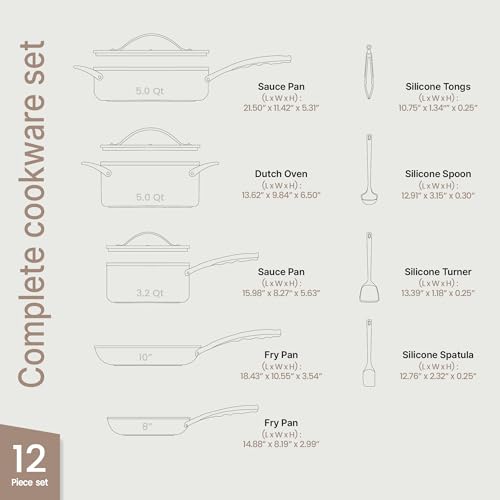 Bakken 12 Piece Ceramic Cookware Set (8 Count)