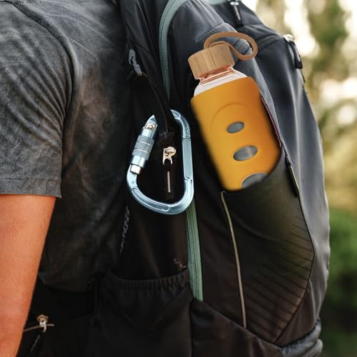 32 oz Narrow Mouth Glass Water Bottle with Windowed Silicone Sleeve