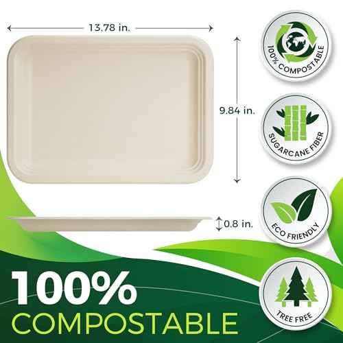 50 Pack Brown 14" Heavy Duty Disposable Rectangle Food Trays (50 Count)