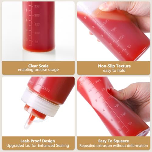 8 Pack 12 oz Plastic Squeeze Condiment Bottles with Cap Lids (8 Count)